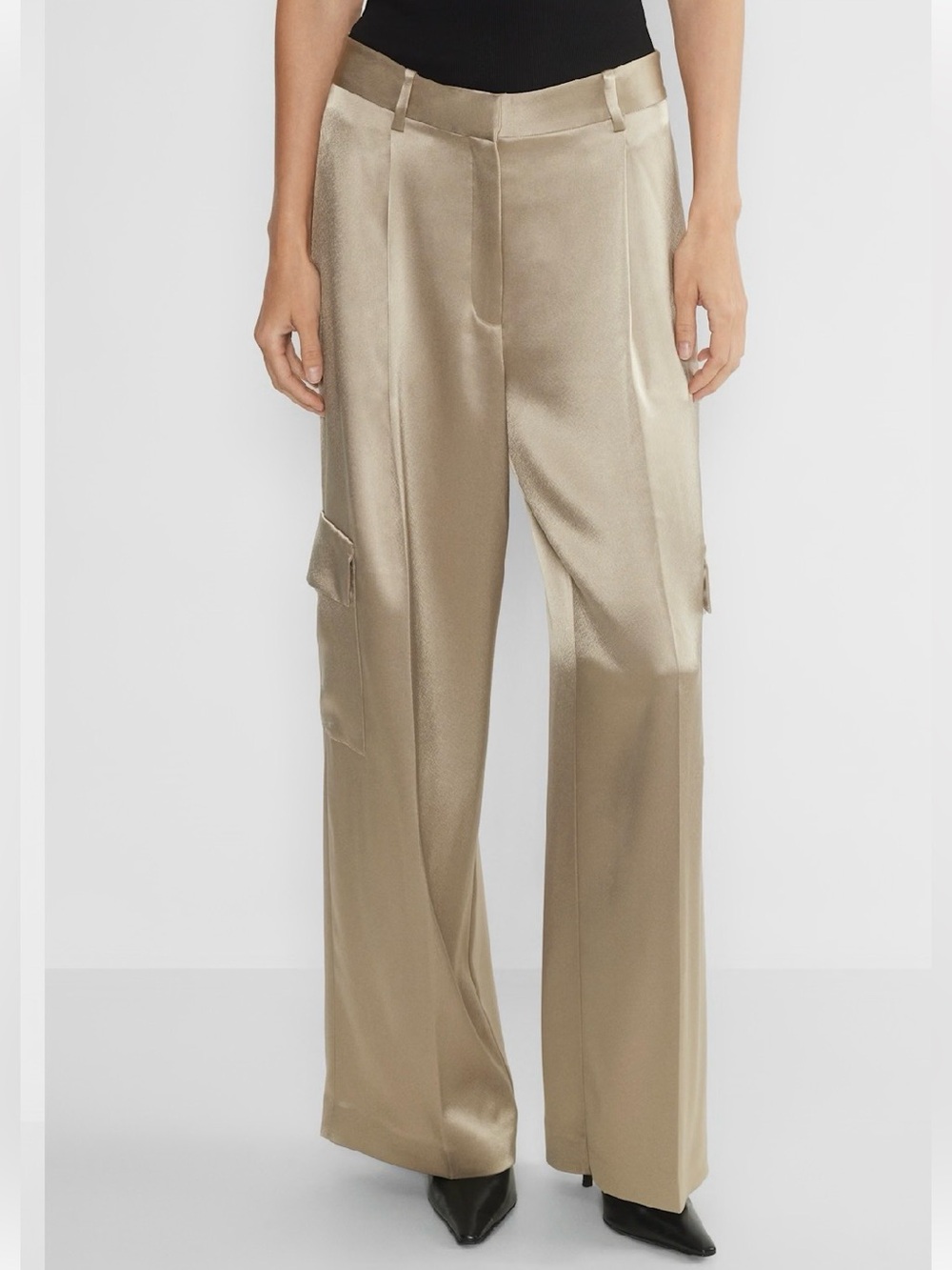 Outgoing Satin Cargo Pant in white